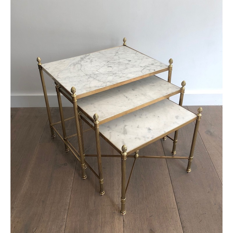 Brass nesting Tables by Maison Jansen