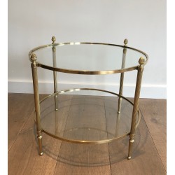 Small Round Brass Coffee Table by Maison Baguès, French Work, Circa 1940