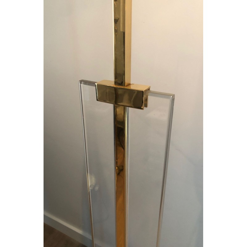 Glass and Brass Floor Lamp, French Work, circa 1970 | Maison BARROIS