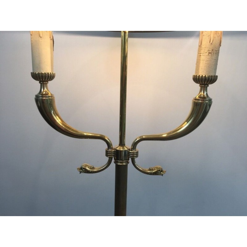 Lampadaire Néoclassique Laiton à Têtes de Dauphins, Maison Jansen, vers 1940 | Maison BARROIS