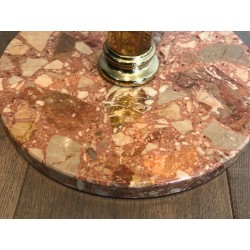 Porte-Manteaux en Laiton sur Socle Rond en Marbre, Travail Français, Vers 1970