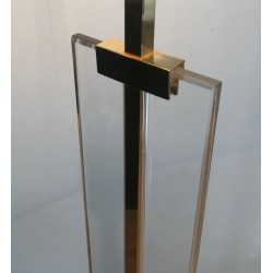 Lampadaire de Parquet en Verre et Laiton, Travail Français, vers 1970 | Maison BARROIS