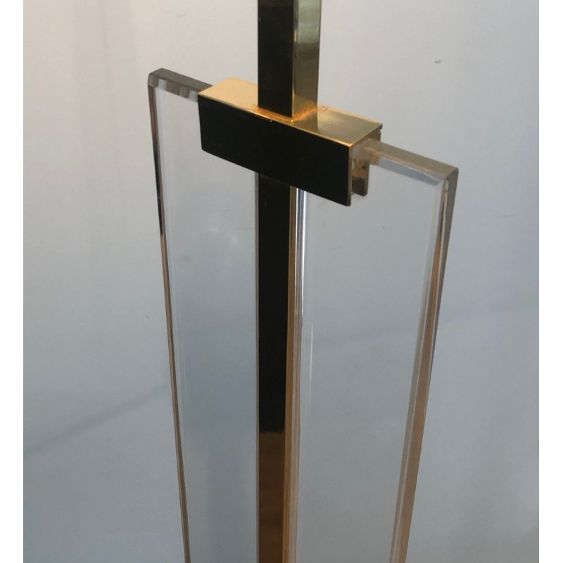 Glass and Brass Floor Lamp, French Work, circa 1970 | Maison BARROIS