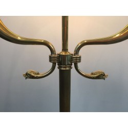 Lampadaire Néoclassique Laiton à Têtes de Dauphins, Maison Jansen, vers 1940 | Maison BARROIS