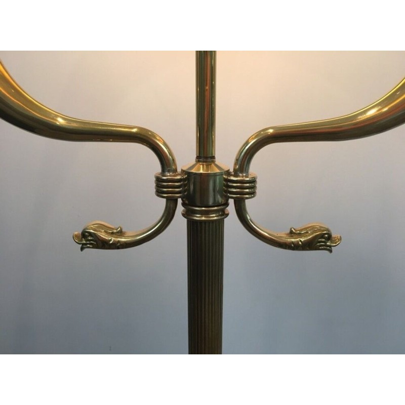 Neoclassical Brass Floor Lamp with Dolphin Heads, Maison Jansen, circa 1940 | Maison BARROIS