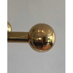 Brass Coat Rack on Round Marble Base, French Work, Circa 1970