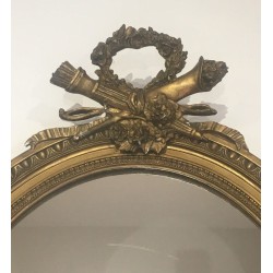 Miroir de Style Louis XVI en Bois Sculpté et Stuc Doré, Travail Français, XIXe Siècle