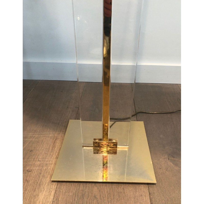 Glass and Brass Floor Lamp, French Work, circa 1970 | Maison BARROIS