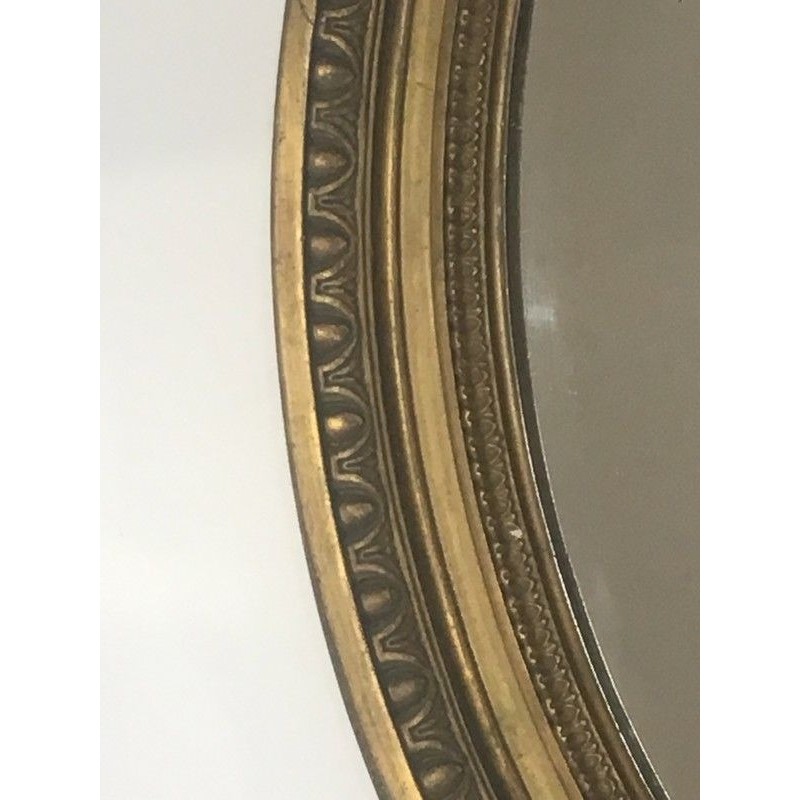 Louis XVI Style Mirror in Carved Wood and Gilded Stucco, French Work, 19th Century