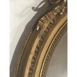 Louis XVI Style Mirror in Carved Wood and Gilded Stucco, French Work, 19th Century