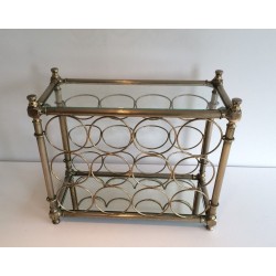 Silver-Plated Bottle Holder with Glass Shelves, Italian Work, Circa 1970