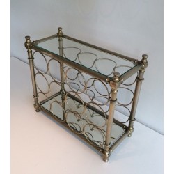 Silver-Plated Bottle Holder with Glass Shelves, Italian Work, Circa 1970