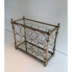 Silver-Plated Bottle Holder with Glass Shelves, Italian Work, Circa 1970