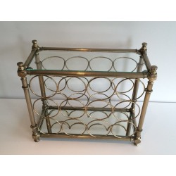 Silver-Plated Bottle Holder with Glass Shelves, Italian Work, Circa 1970