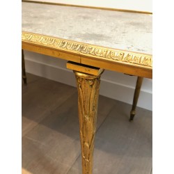 Table Basse en Bronze Façon Faux-Bambou à Plateau de Miroir Églomisé de la Maison Baguès, Travail Français, Vers 1940