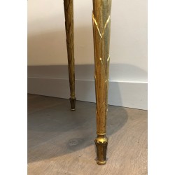 Table Basse en Bronze Façon Faux-Bambou à Plateau de Miroir Églomisé de la Maison Baguès, Travail Français, Vers 1940