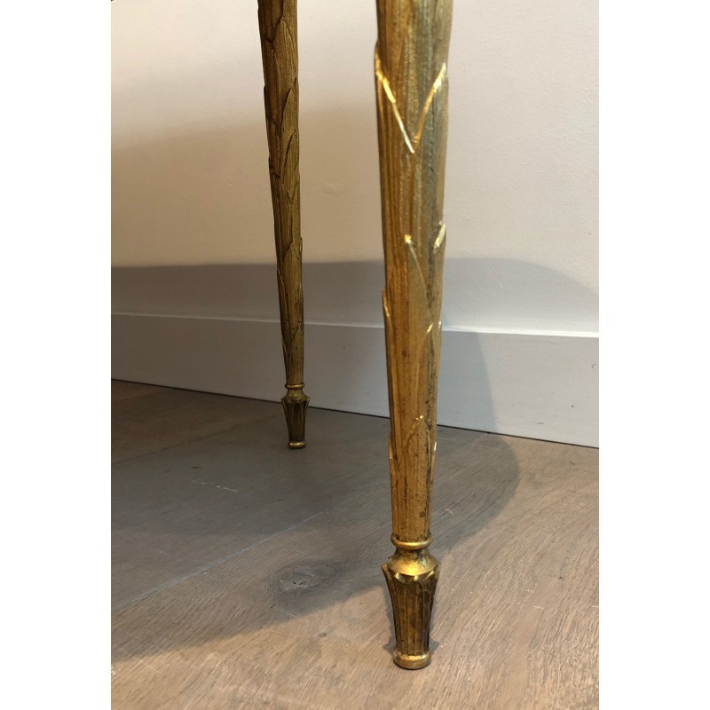 Faux-Bamboo Bronze Coffee Table with Églomisé Mirror Top by Maison Baguès, French Work, Circa 1940