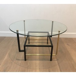  Rare Table Basse en Métal Laqué Noir