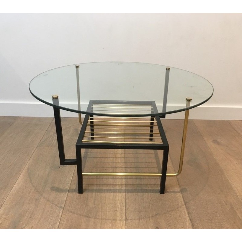  Rare Table Basse en Métal Laqué Noir