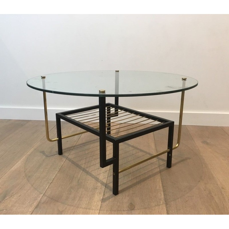  Rare Table Basse en Métal Laqué Noir