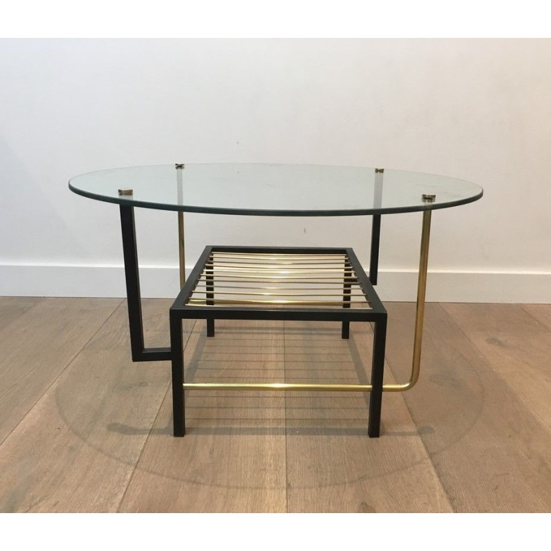  Rare Table Basse en Métal Laqué Noir