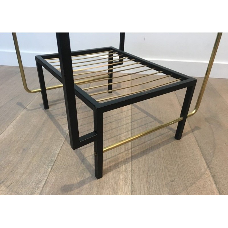  Rare Table Basse en Métal Laqué Noir