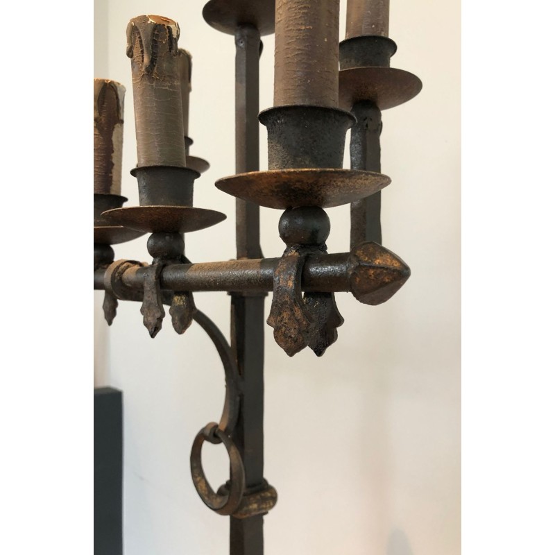 Lampadaire en Fer Forgé et Doré, Art Déco, Travail Français, vers 1940 | Maison BARROIS