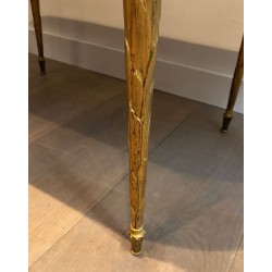Table Basse en Bronze Façon Faux-Bambou à Plateau de Miroir Églomisé de la Maison Baguès, Travail Français, Vers 1940