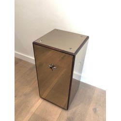 Art Deco Pedestal with Engraved Mirror Panels and Wood, French Work, Circa 1930