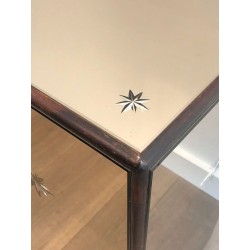 Art Deco Pedestal with Engraved Mirror Panels and Wood, French Work, Circa 1930