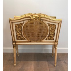 Important Porte-Revues de Style Louis XVI en Bois Sculpté Patiné et Doré à Double Cannage, Travail Français, Vers 1880