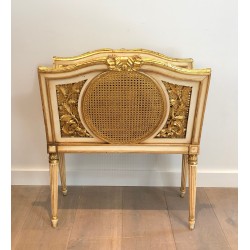 Important Porte-Revues de Style Louis XVI en Bois Sculpté Patiné et Doré à Double Cannage, Travail Français, Vers 1880