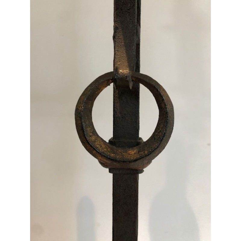 Lampadaire en Fer Forgé et Doré, Art Déco, Travail Français, vers 1940 | Maison BARROIS