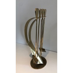 Nécessaire de Feu Design en Laiton, Travail Français, Vers 1970