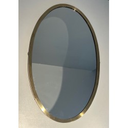 Miroir Ovale Néoclassique en Laiton, dans le Goût de la Maison Jansen, Travail Français, Vers 1940