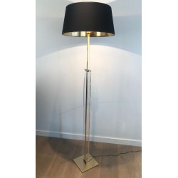 Glass and Brass Floor Lamp, French Work, circa 1970 | Maison BARROIS