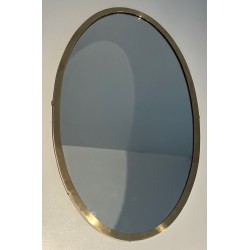 Miroir Ovale Néoclassique en Laiton, dans le Goût de la Maison Jansen, Travail Français, Vers 1940