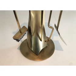 Nécessaire de Feu Design en Laiton, Travail Français, Vers 1970