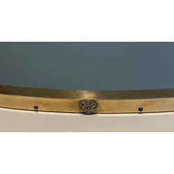 Neoclassical Oval Brass Mirror, in the Manner of Maison Jansen, French Work, Circa 1940
