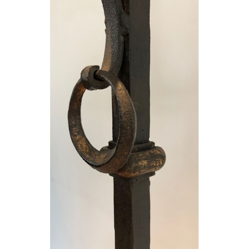 Lampadaire en Fer Forgé et Doré, Art Déco, Travail Français, vers 1940 | Maison BARROIS