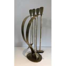 Nécessaire de Feu Design en Laiton, Travail Français, Vers 1970