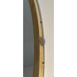 Neoclassical Oval Brass Mirror, in the Manner of Maison Jansen, French Work, Circa 1940