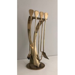 Nécessaire de Feu Design en Laiton, Travail Français, Vers 1970