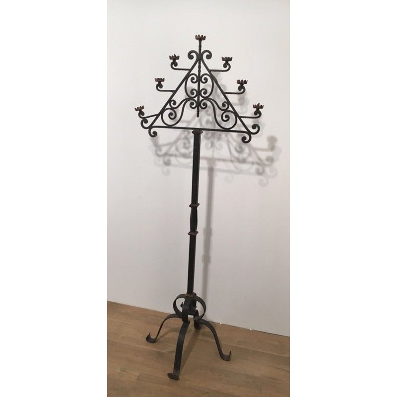 Lampadaire Fer Forgé à Sept Bras, Art Déco, Travail Français, vers 1940 | Maison BARROIS