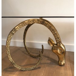 Table Basse en Bronze à Têtes de Mouflons d'Alain Chervet, Travail Français, Vers 1970
