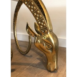 Table Basse en Bronze à Têtes de Mouflons d'Alain Chervet, Travail Français, Vers 1970