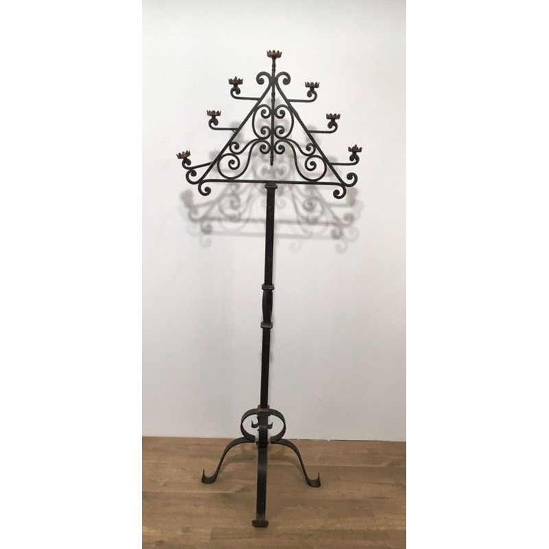 Lampadaire Fer Forgé à Sept Bras, Art Déco, Travail Français, vers 1940 | Maison BARROIS