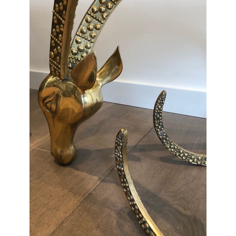 Table Basse en Bronze à Têtes de Mouflons d'Alain Chervet, Travail Français, Vers 1970