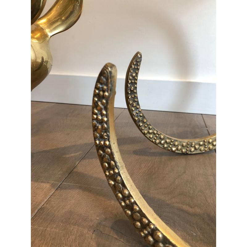 Bronze Coffee Table with Twin Ibex Heads by Alain Chervet, French Work, Circa 1970
