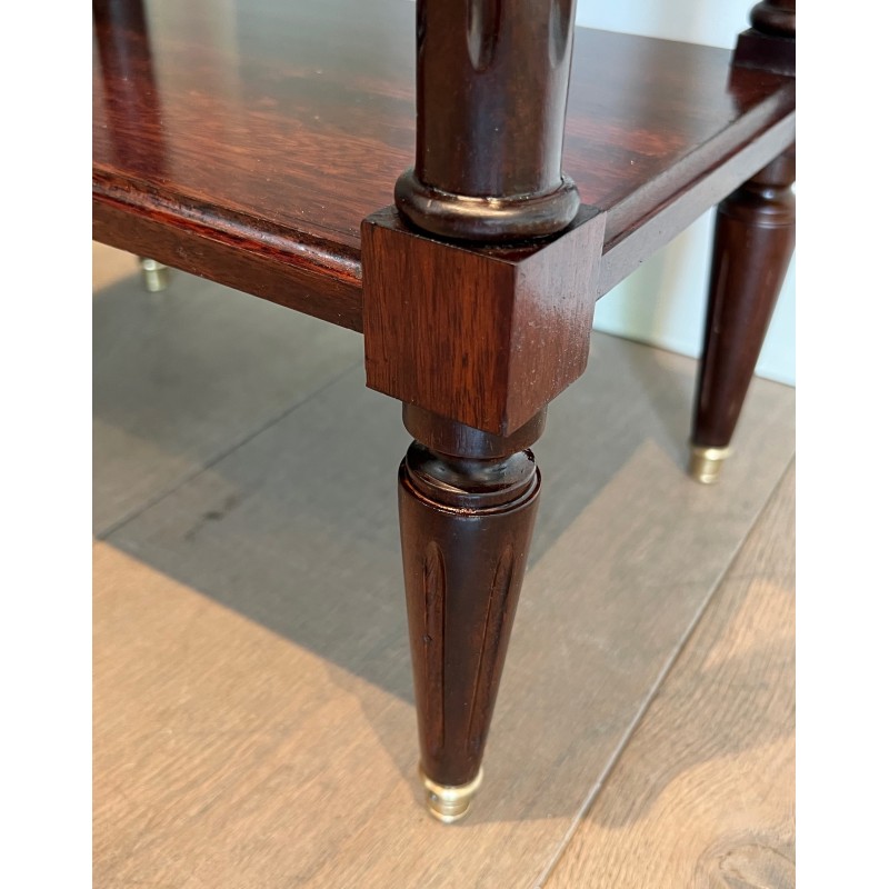 Paire de Bouts de Canapé en Acajou et Laiton à Plateaux de Cuir in the Style of Maison Jansen. Circa 1940